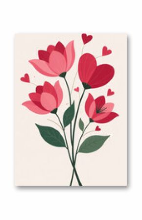 ion bouquet flowers valentine day love concept greeting card poster banner lovely romantic background flat cartoon vector