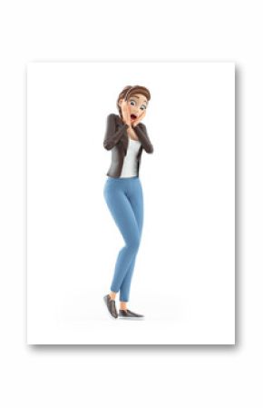 3d cartoon woman with shocked face