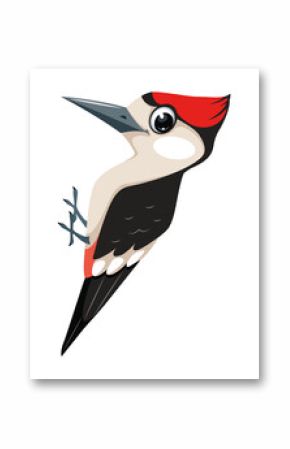 Bird woodpecker cartoon illustration in flat style