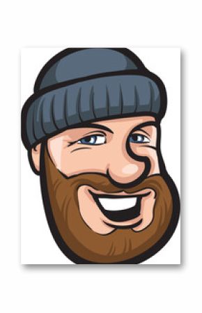 cartoon smiling fisherman face - PNG image with transparent background