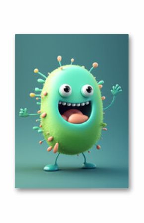 Happy smiling bacteria isolated. cartoon characters. generated ai