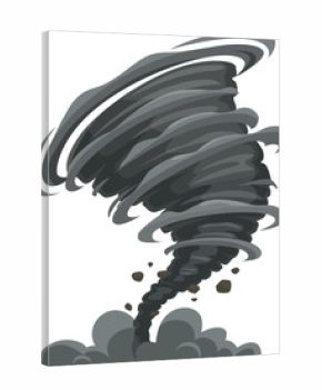 Black cartoon tornado, storm cyclone or typhoon