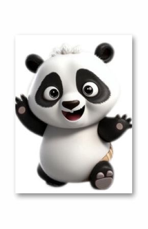 Happy baby panda in cartoon style. Generative AI