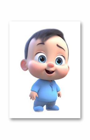 cute baby 3d character with smiling face expression