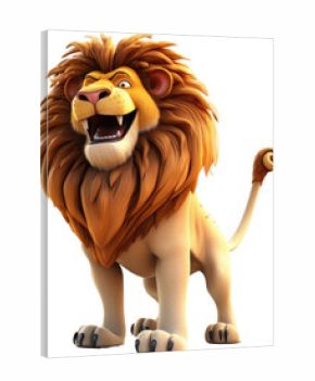 Cartoon lion in 3D style, isolated on white background as transparent PNG, generative AI animal