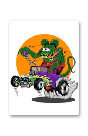 Rat fink illustration monster ride bone shaker