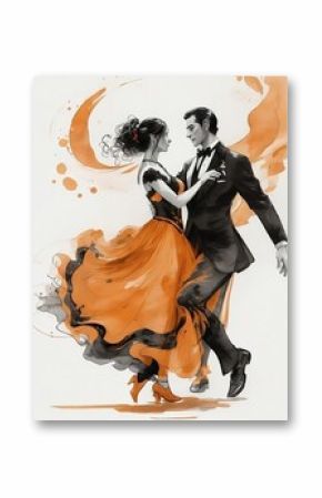 Couple dancing isolated on white background,vector design