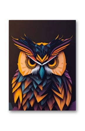 Colorful cartoon owl illustrations generated by the AI ​​system. Ai generated.