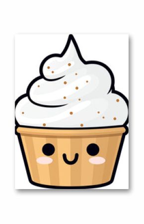 Smiling soft ice cream character image, 2d cartoon