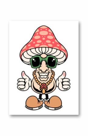 funky mushroom cartoon illustration design
