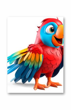 cartoon 3d model of a parrot, smile and friendliness