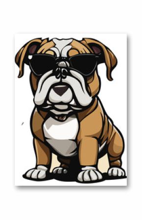 Cool cartoon bulldog with black sunglasses - GENERATIVE AI