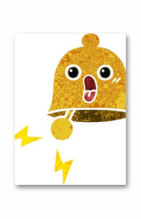retro illustration style cartoon ringing bell