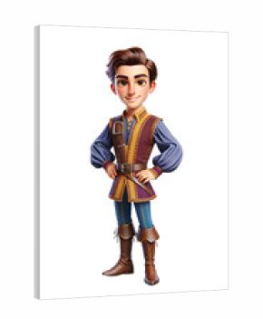 3D cartoon prince. Young prince in full size