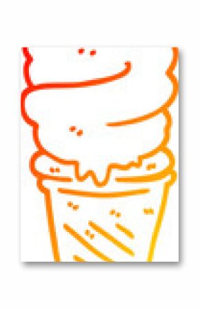 warm gradient line drawing cartoon ice cream