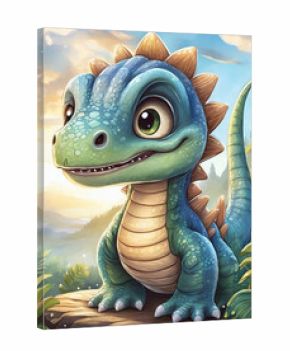 Cute baby tyrannosaur cartoon illustration.