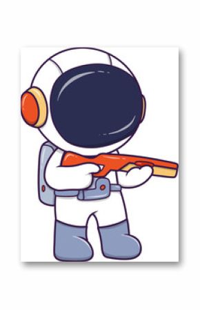 cartoon astronaut is holding a gun