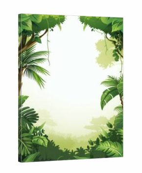 cartoon jungle, simple illustration, frame, blank in middle
