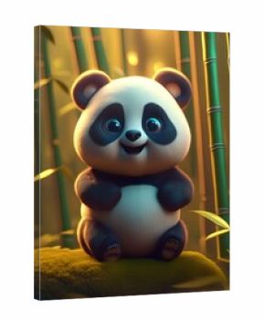 cartoon panda in a bamboo forest