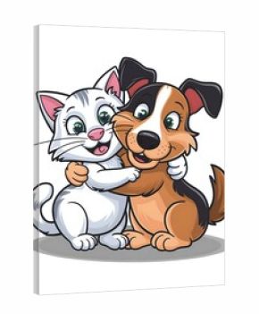 dog and cat friends cartoon