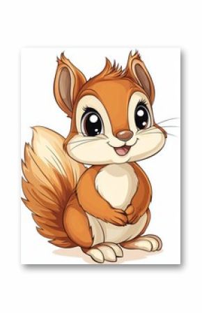 Cute Cartoon Squirrel with Big Eyes