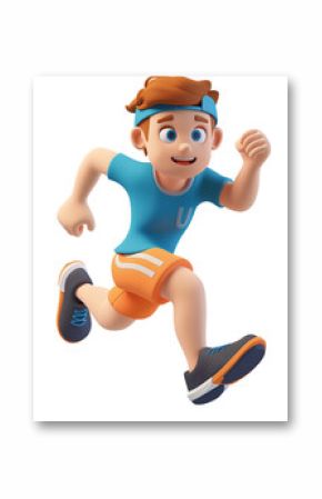 Man jogging in sportswear, cartoon 3D