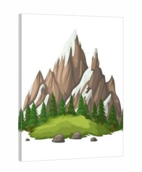 illustration of cartoon style mountains landscape