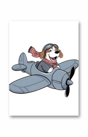 dog pilot in airplane cartoon
