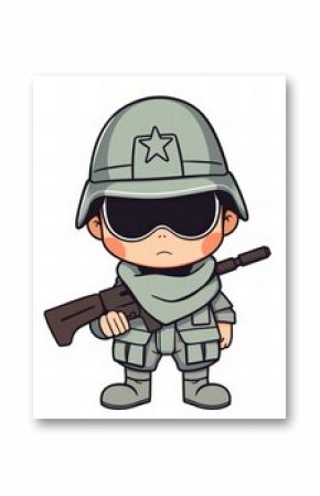 cartoon soldier with gun and bandana.