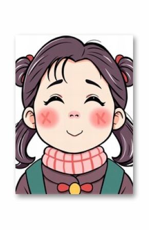 cartoon girl with pigtails and a scarf.