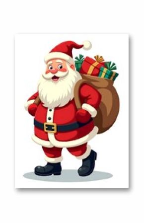 santa claus with gifts cartoon