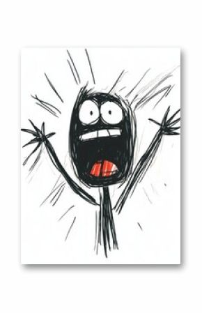 Angry Man Cartoon Illustration, Emotive Stick Figure for Humorous Designs Generative AI