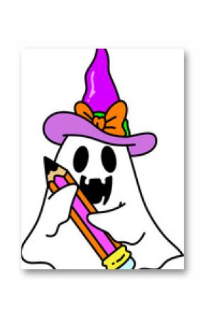 cute halloween groovy ghost cartoon illustration