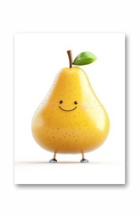 Adorable cartoon pear character with a cheerful smile, perfect for children's illustrations, healthy eating campaigns, and fun, vibrant designs.