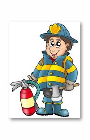 Fireman holding fire extinguisher