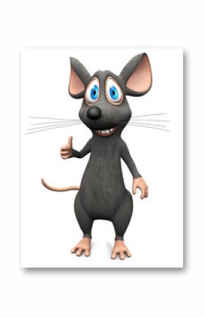 Smiling cartoon mouse doing a thumbs up.