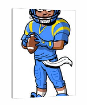 Black African American Football Player cartoon clipart