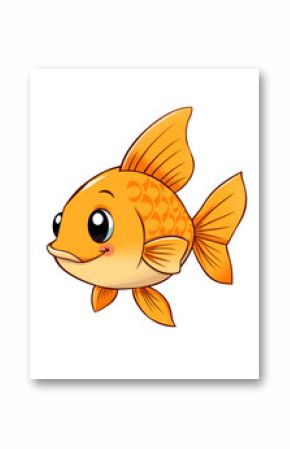 Illustration of a cute cartoon goldfish isolated on a white background