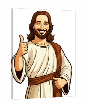 Jesus christ thumb up smile cartoon illustration
