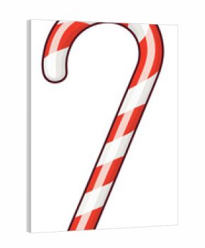 simple cartoon candy cane, red, white and flat colors, smooth curved shape, isolated, illustration symbol