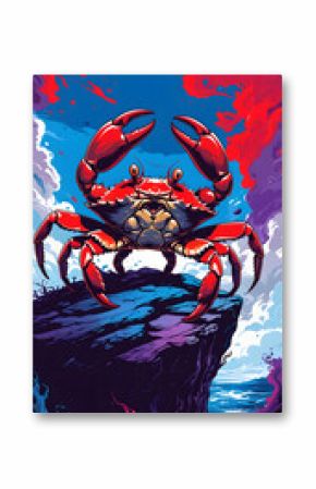 cartoon crab on rock