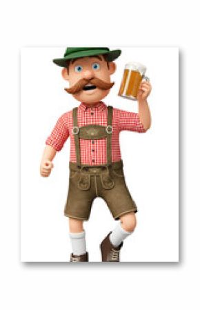 Festive German man cheerfully toasts with beer
