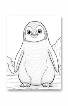 coloring book with cartoon baby penguin