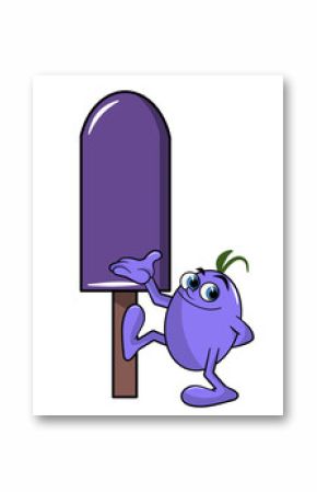 funny grape cartoon showing a grape ice cream 