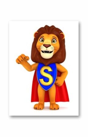 A cartoon lion in a superhero cape, posing proudly