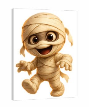 Adorable cartoon mummy character feeling playfully spooky.