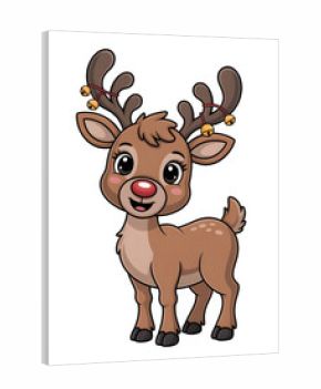 Rudolph the reindeer with Christmas tree cartoon illustration