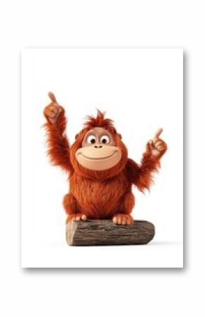 A playful 3D cartoon character of an orangutan, isolate on white background.