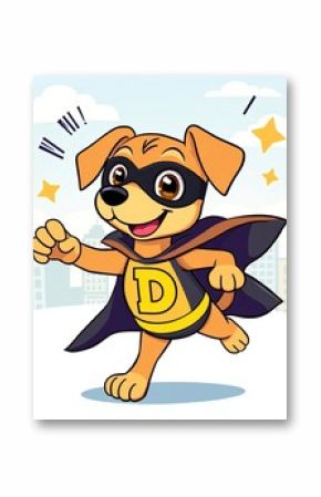 Cute superhero dog cartoon vector illustration