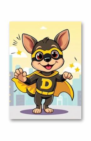 Cute superhero dog cartoon vector illustration